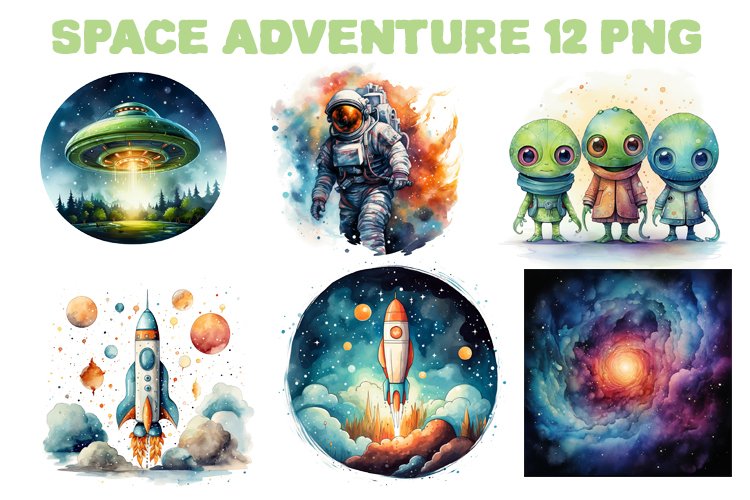 Space adventure clip art, watercolor clipart PNG, space PNG