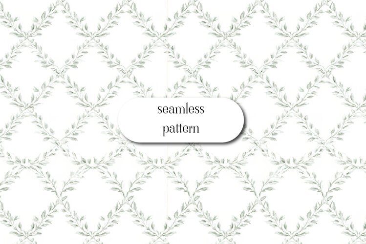 Sage Green Botanical Trellis Pattern example image 1