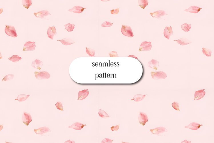 Pink Watercolor Petal Pattern on Blush example image 1