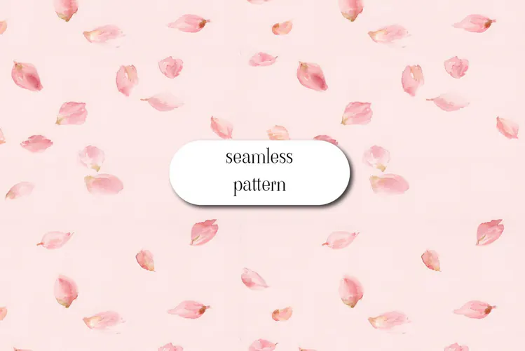 Pink Watercolor Petal Pattern on Blush