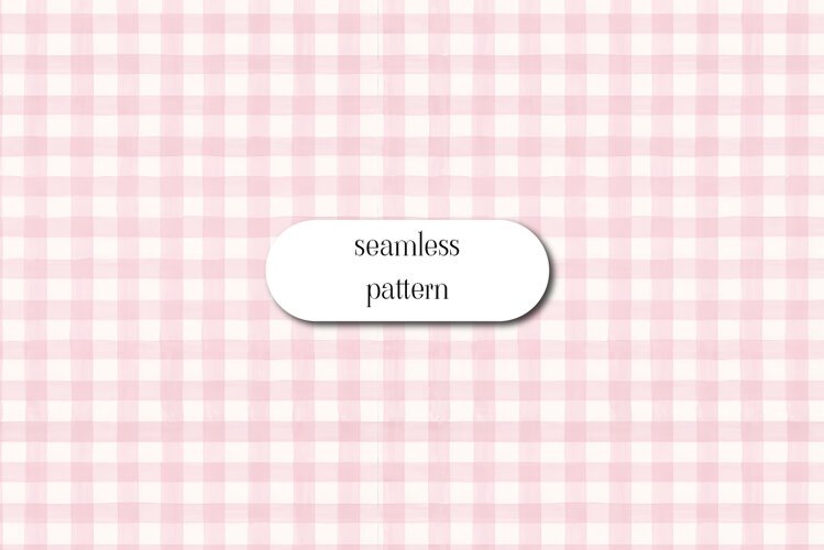 Pink Gingham Check Pattern on White example image 1