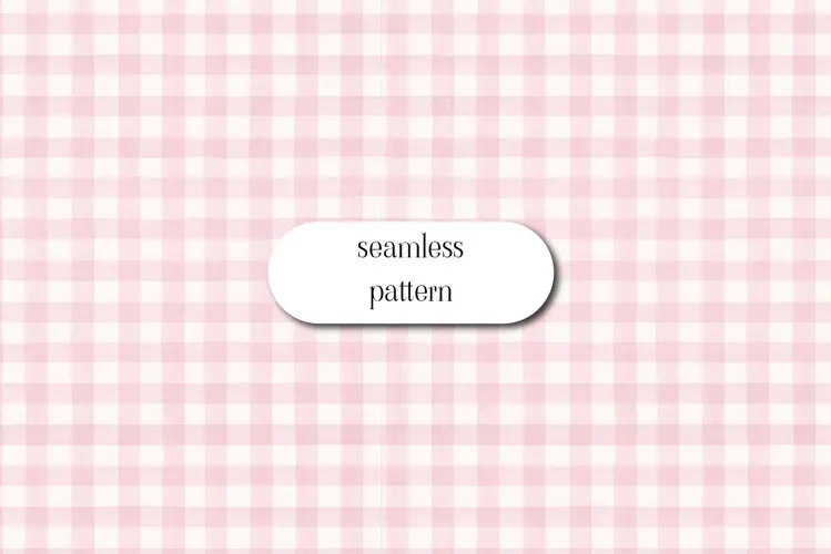 Pink Gingham Check Pattern on White