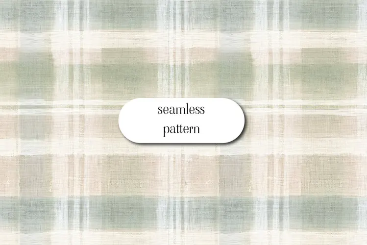 Sage Green and Cream Plaid Pattern