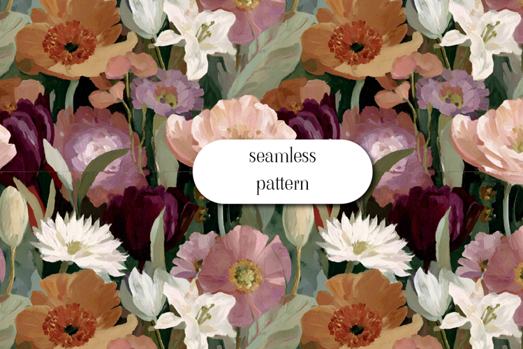 Vintage Garden Floral Seamless Pattern, Digital Paper