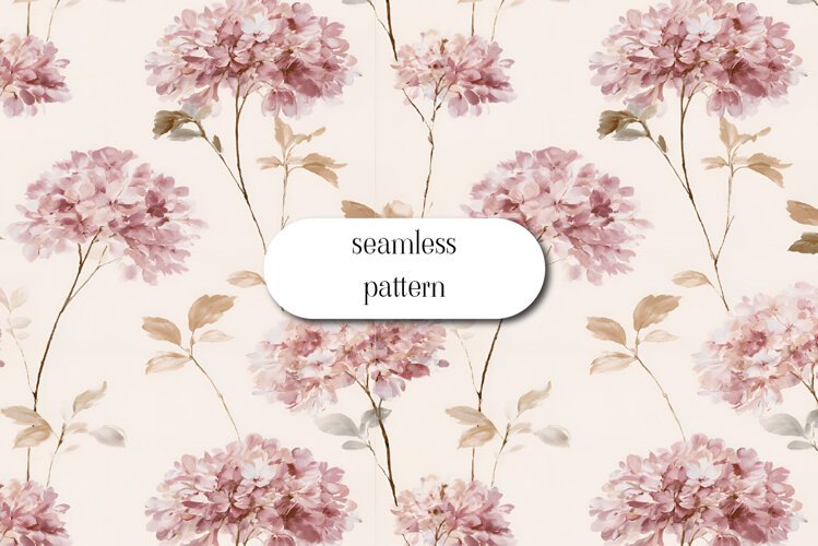 Dusty Pink Hydrangea Pattern on Cream example image 1