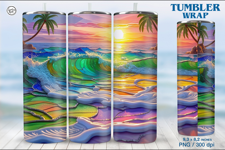 Stained Glass Sunset Sublimation, 20 oz Tumbler Wrap