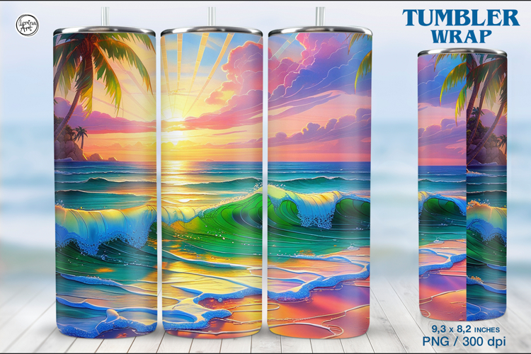 Stained Glass Sunset Sublimation, 20 oz Tumbler Wrap