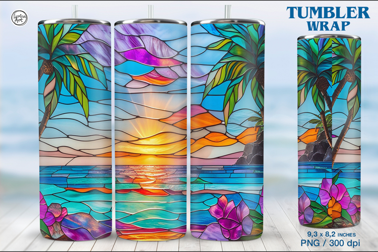 Stained Glass Sunset Sublimation, 20 oz Tumbler Wrap