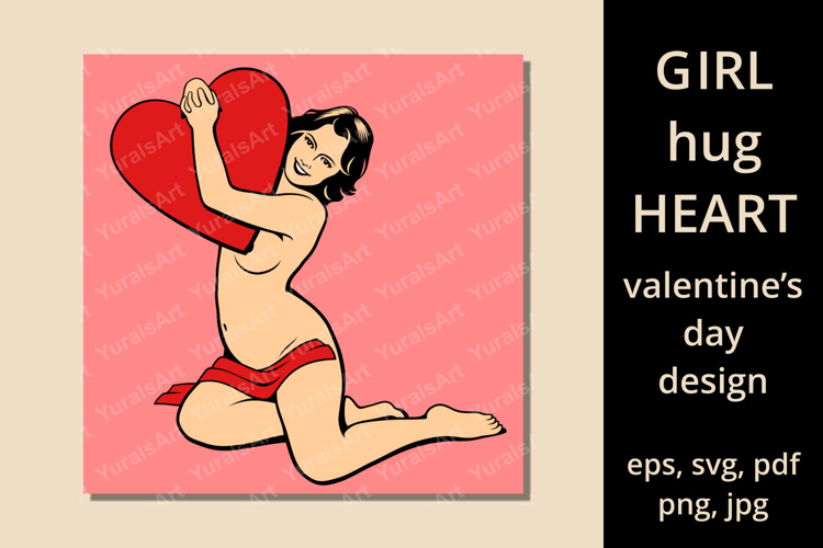 Nude Woman Hug Heart