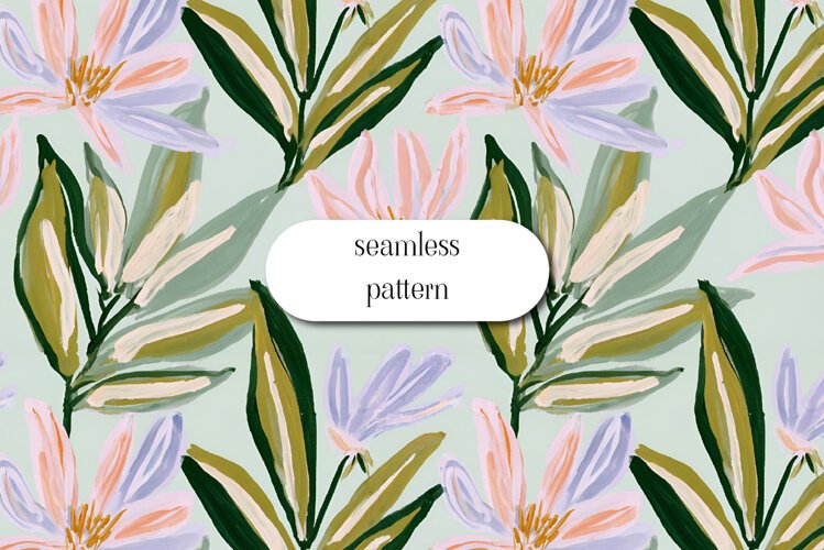 Tropical Lily Pattern in Pastel Colors example image 1
