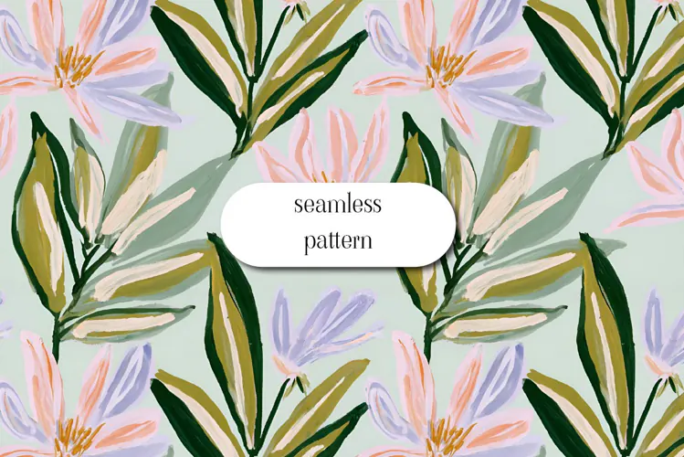 Tropical Lily Pattern in Pastel Colors