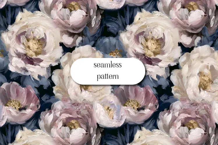 Ivory and Dusty Pink Peony Pattern