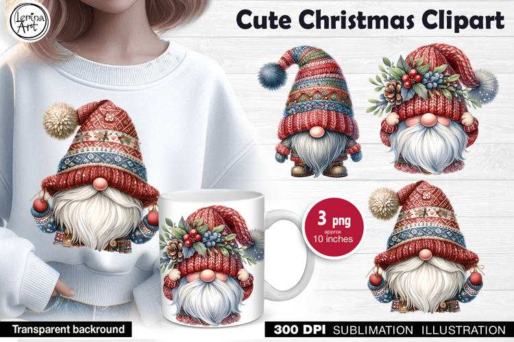 Christmas Gnome. Christmas clipart. PNG sublimation