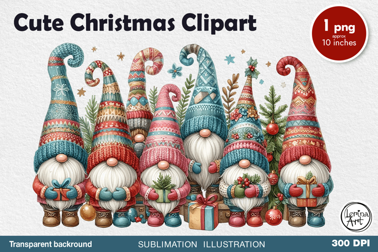 Christmas Gnome. Christmas clipart. PNG sublimation