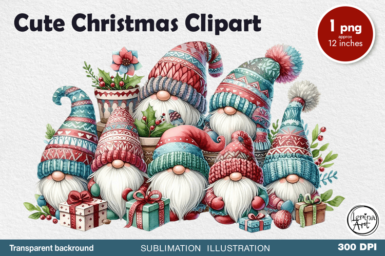 Christmas Gnome. Christmas clipart. PNG sublimation