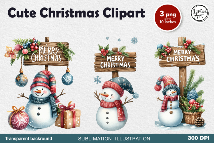 Cute Snowman. Christmas clipart. PNG sublimation