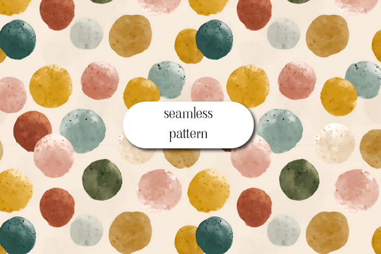 Watercolor Polka Dot Seamless Pattern Neutral Colors