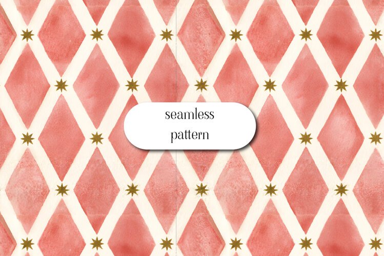 Coral Pink Harlequin Diamond Seamless Pattern example image 1