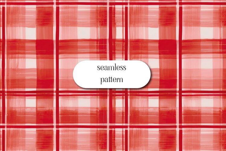 Red and Pink Painted Plaid Seamless Pattern example image 1