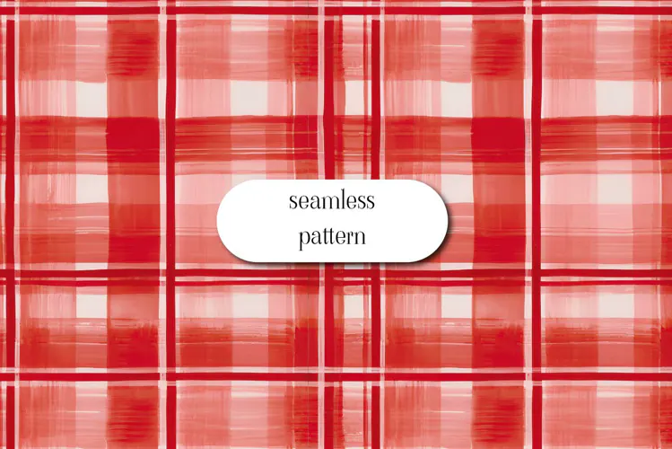 Red and Pink Painted Plaid Seamless Pattern