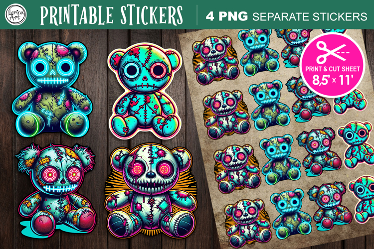Zombie Toys. Halloween Stickers design PNG