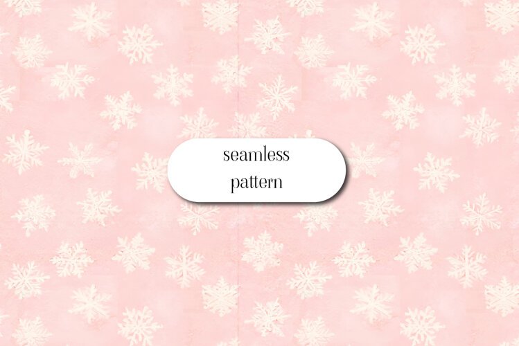 Pink Snowflakes Winter Seamless Pattern example image 1