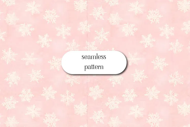 Pink Snowflakes Winter Seamless Pattern