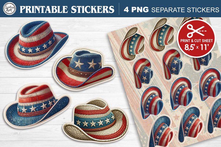 4-th of July. Print & Cut Stickers PNG