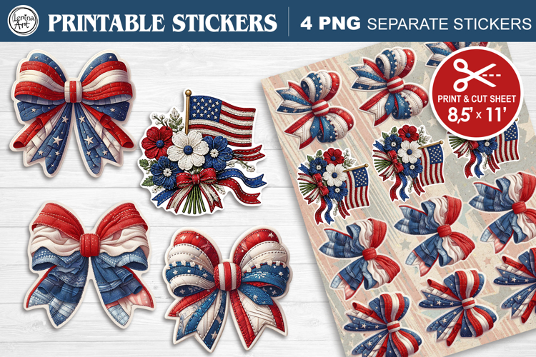 4-th of July. Print & Cut Stickers PNG
