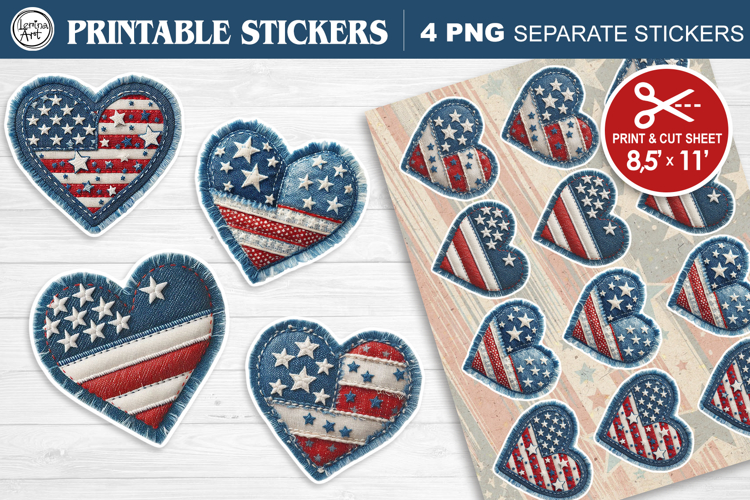 4-th of July. Print & Cut Stickers PNG