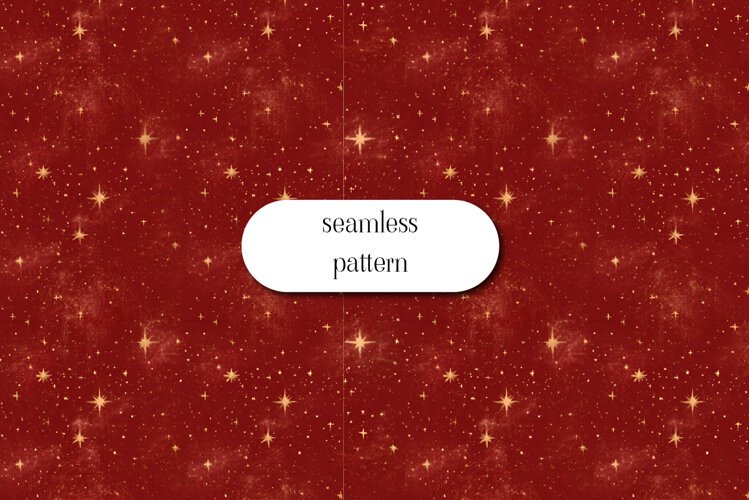 Vintage Gold Stars on Red Christmas Seamless Pattern example image 1