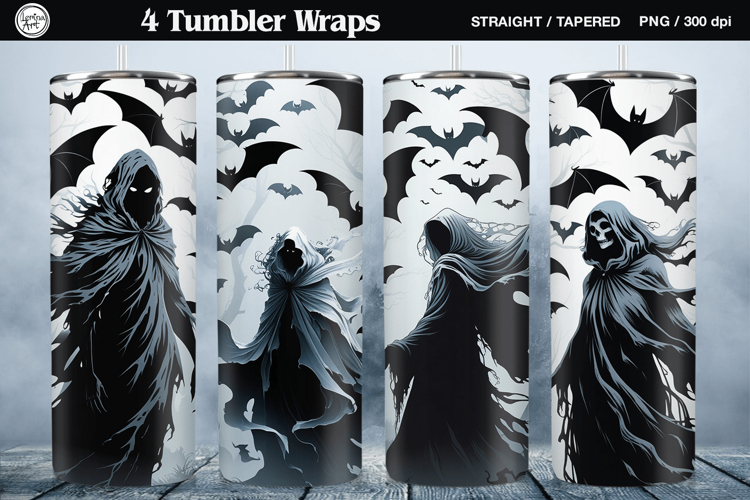 4 Creepy Ghost Tumbler Sublimation, 20 oz Tumbler Wrap