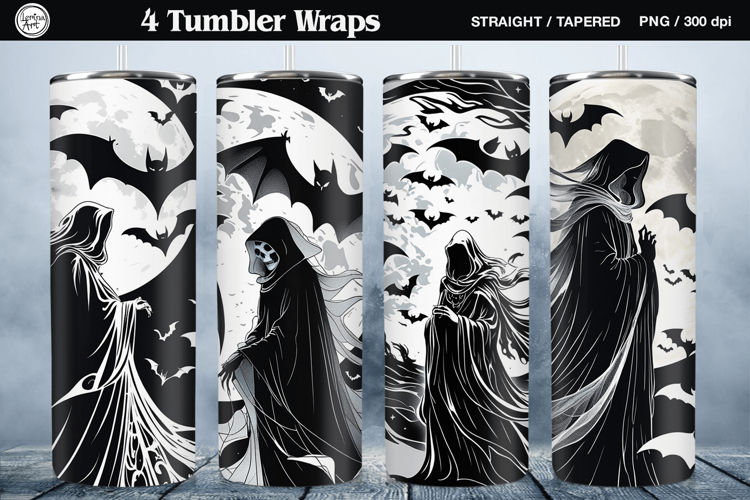 4 Creepy Ghost Tumbler Sublimation, 20 oz Tumbler Wrap
