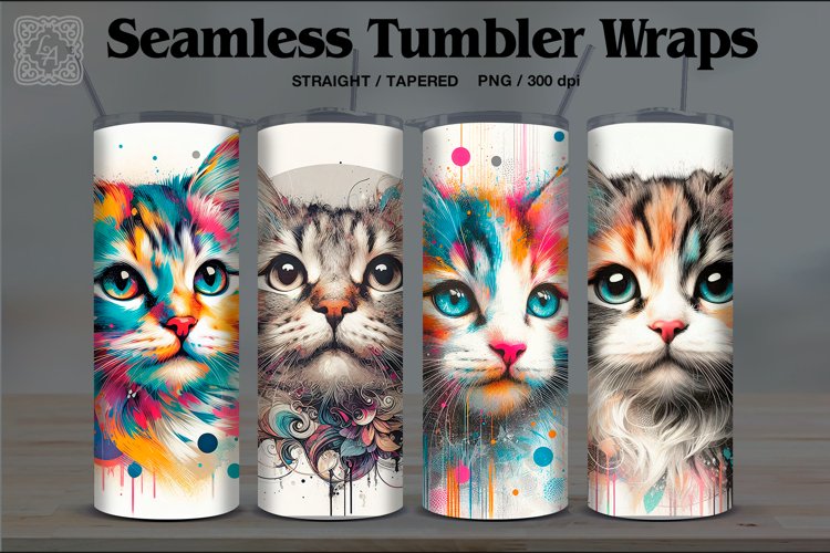 4 Cat Tumbler Sublimation, 20 oz Tumbler Wrap