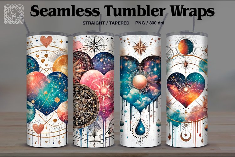 Celestial Love Tumbler Sublimation, 20 oz Tumbler Wrap