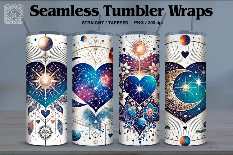 Celestial Love Tumbler Sublimation, 20 oz Tumbler Wrap