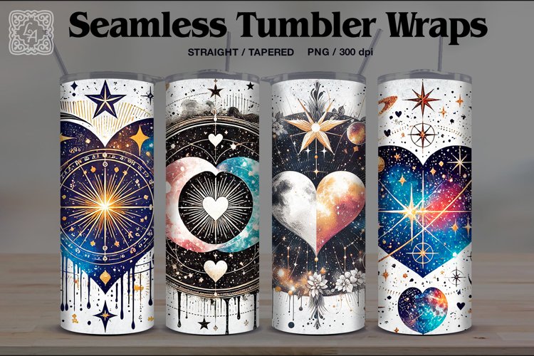 Celestial Love Tumbler Sublimation, 20 oz Tumbler Wrap example image 1