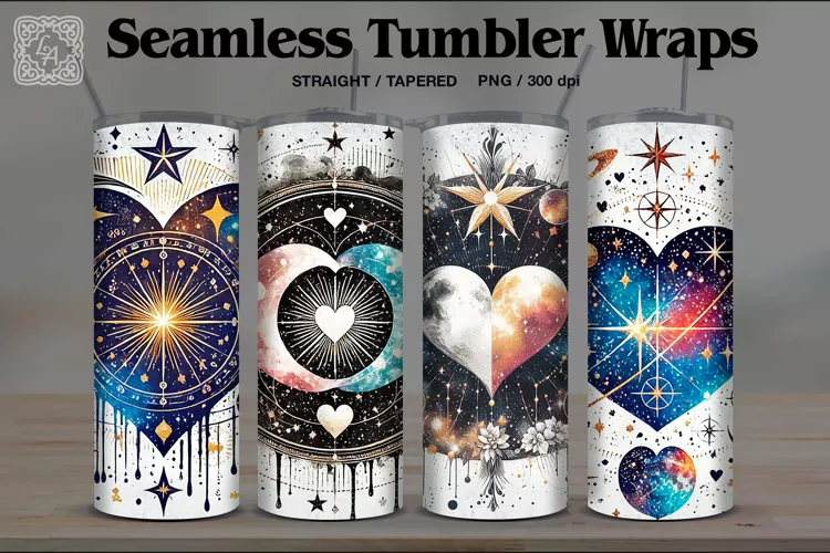 Celestial Love Tumbler Sublimation, 20 oz Tumbler Wrap