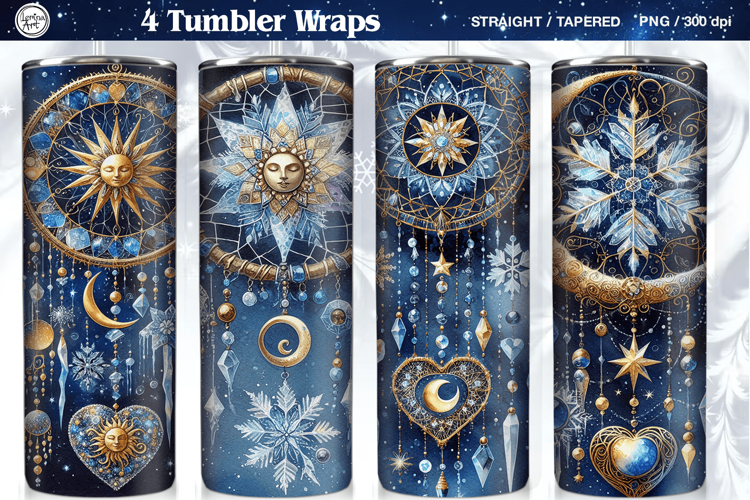 4 Boho Celestial Tumbler Wrap | Winter Dreamcatcher 20 oz