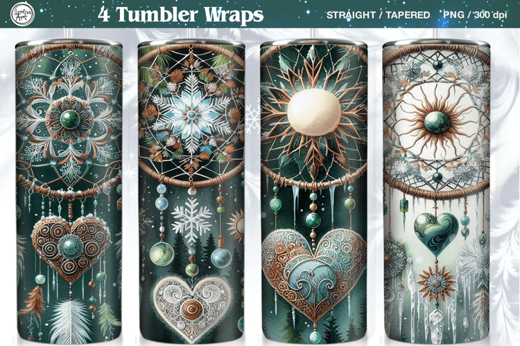 4 Boho Celestial Tumbler Wrap | Winter Dreamcatcher 20 oz