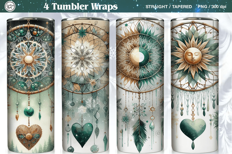 4 Boho Celestial Tumbler Wrap | Winter Dreamcatcher 20 oz