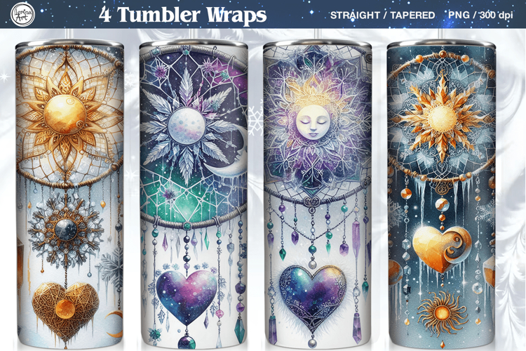 4 Boho Celestial Tumbler Wrap | Winter Dreamcatcher 20 oz