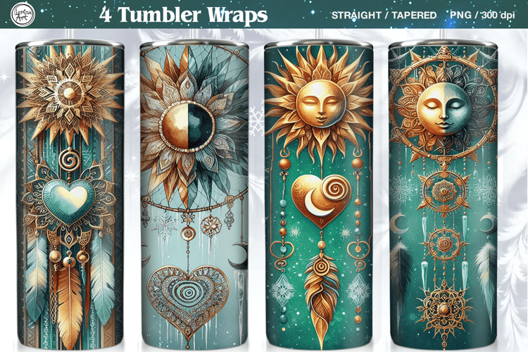 4 Boho Celestial Tumbler Wrap | Winter Dreamcatcher 20 oz