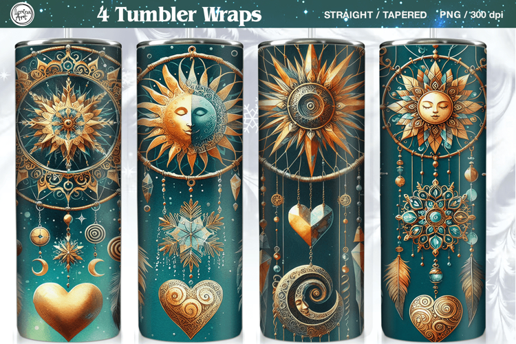 4 Boho Celestial Tumbler Wrap | Winter Dreamcatcher 20 oz