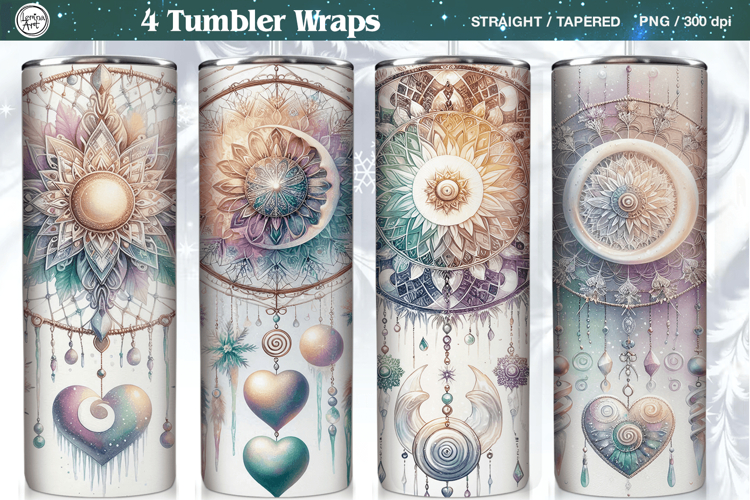 4 Boho Celestial Tumbler Wrap | Winter Dreamcatcher 20 oz