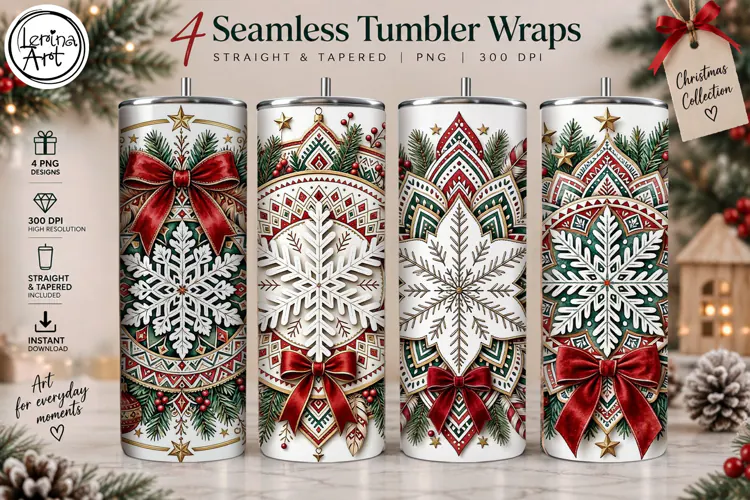 4 Boho Christmas Tumbler Wrap 20 oz