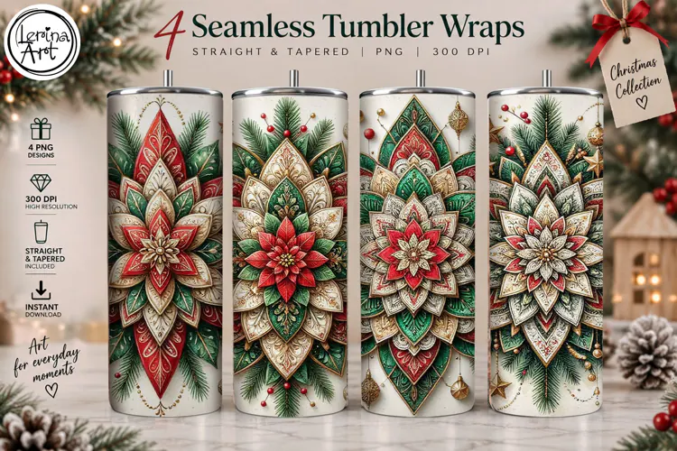 4 Boho Christmas Tumbler Wrap 20 oz