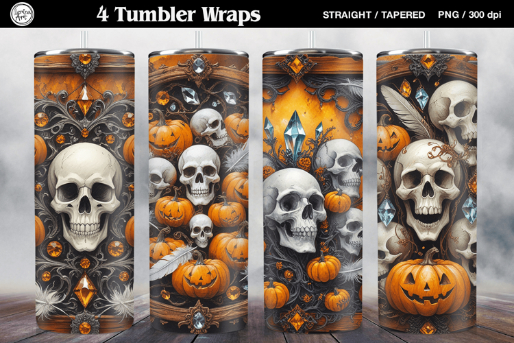 4 Halloween Tumbler Wrap Sublimations, 20 oz