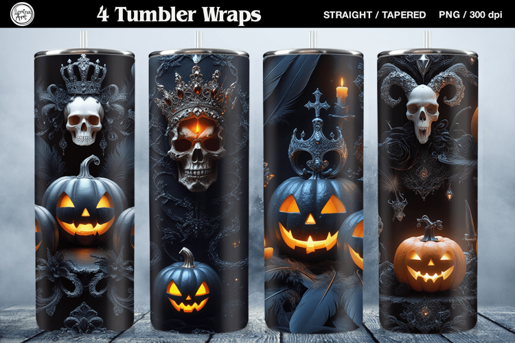 4 Halloween Tumbler Wrap Sublimations, 20 oz