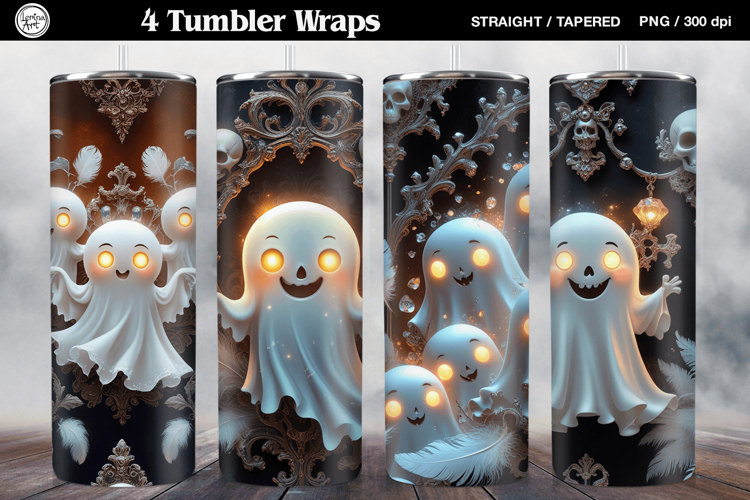 4 Halloween Tumbler Wrap Sublimations, 20 oz
